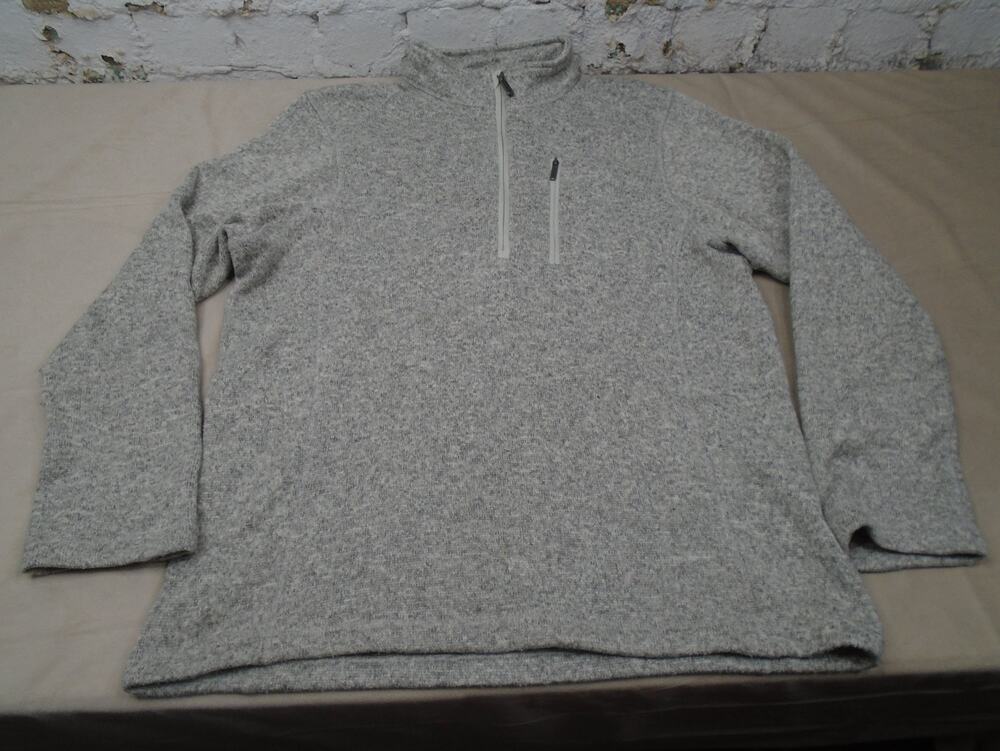 Woolrich Men's Heather Gray Quarter 1/4 Zip L/S Pullover Fleece Sweater Large
